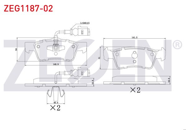 ZEGEN ZEG1187-02 | Fren Balata Arka Fişli Volkswagen Touareg (7La,7L6,7L7) 2.5 R5 TDI-3.0 V6 TDI-3.2İ V6 2002-2010