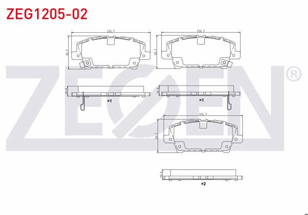 ZEGEN ZEG1205-02 | Fren Balata Ön Ikazlı Honda Civic VIII 1.4 2005-2012 / Civic VIII 1.8 2005-2012 / Civic VII 1.8 I-Vtec 2000-2006 / Civic VII 2.0 I-Vtec 2000-2006