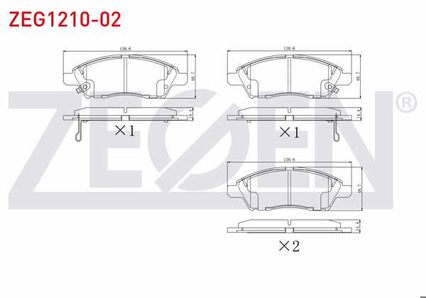 ZEGEN ZEG1210-02 | Fren Balata Ön Ikazlı Tel Delikli Nissan Micra IV (K13) 1.2 2010-/ Nissan Note (E12) 1.5 DCI 2013-/ Nissan Note (E12) 1.6İ 16V 2013 -