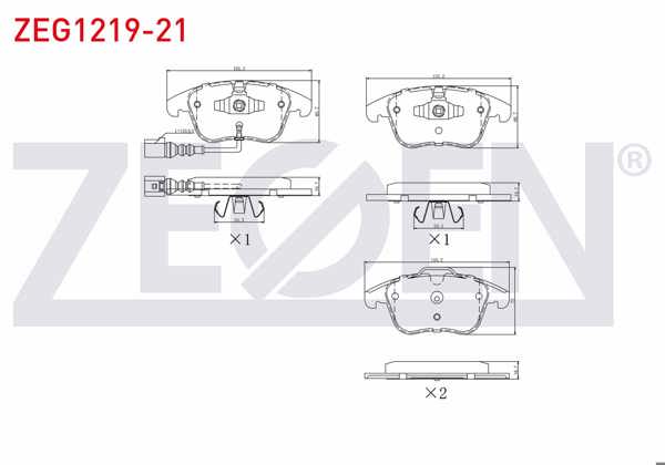 ZEGEN ZEG1219-21 | Fren Balata Ön Fişli Volkswagen Tiguan (5N_) 1.4 TSI 2007-2016 / Tiguan (5N_) 2.0 TDI 2007-2016 / Tiguan (5N_) 2.0 FSI 2007-2016 / Audi Q3 (8U) 2.0 TDI 2011-/ Q3 (8U) 1.4 TFSI 2011 -