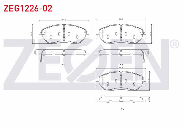 ZEGEN ZEG1226-02 | Fren Balata Ön Ikazlı Kia Sorento II 2.0 2.2 2009-2015 / Hyundai Santa Fe II 2.0 2.2 CRDI 2006-2012 / Santa Fe III 2.0 2012-/ Genesıs 2008-2014 / Ssangyong Musso Grand 2.2 2018-/ Korando 2.0 2010 -