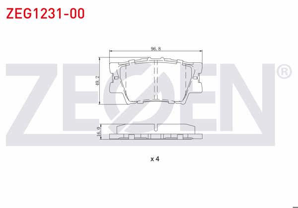 ZEGEN ZEG1231-00 | Fren Balata Arka Toyota Rav4 III (Aca3_, Ace_, Ala3_, Gsa3_, Zsa3_) 2.0 Vvt-I 2005-2012 / Rav4 III 2.2 D 2005-2012 / Rav4 III 2.2 D-4D 2005-2012 / Rav4 III 2.0 Vvt-I 2005-2012