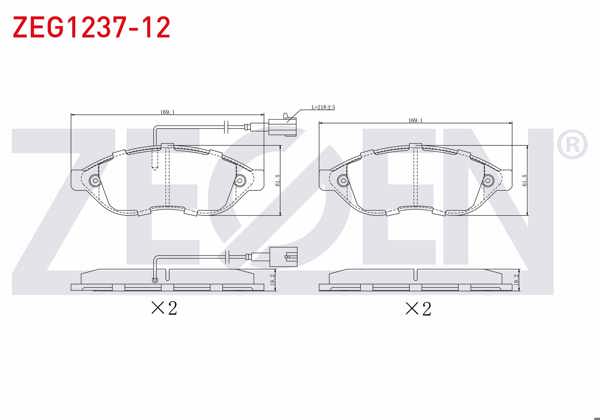 ZEGEN ZEG1237-12 | Fren Balata Ön Çift Fişli Fiat Ducato 2.3 Mjt 2006-2014 / Jumper III 2.2 HDI 2006-2014 / Boxer III 2.2 HDI 2006-2014