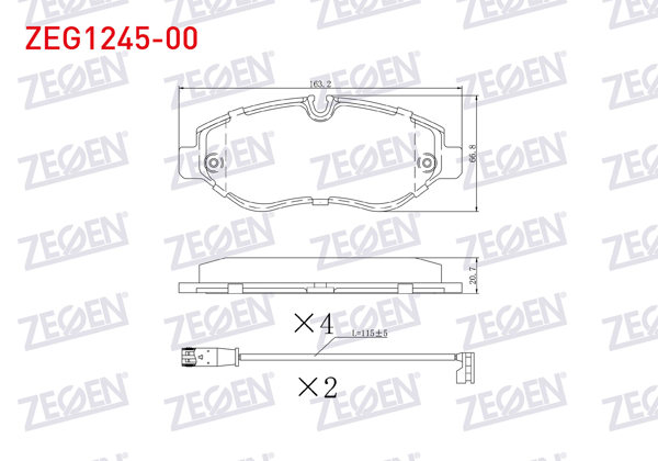 ZEGEN ZEG1245-00 | Fren Balata Ön Fişli Mercedes Sprinter 3,5T (906) 313 CDI 2006-2009 / 315 CDI 2006-2009 / 316 CDI 2006-2009 / VW Crafter 30-35 (2E) 2.5 TDI 2006-2016 / Crafter 30-35 (2E) 2.0 TDI 2006-2016 /