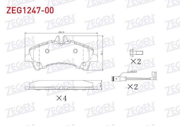 ZEGEN ZEG1247-00 | Fren Balata Arka Fişli Mercedes Sprinter 5T (906) 515 CDI Çift Teker 2006-2009 / VW Crafter 30-35 2.5 TDI Çift Teker 2006-2016 / Crafter 30-35 2.0 TDI Çift Teker 2006-2016