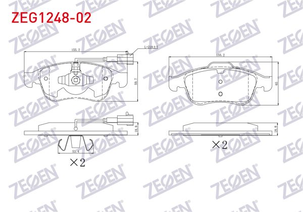 ZEGEN ZEG1248-02 | Fren Balata Ön Çift Fişli Alfa Romeo Giulietta (940) 1.4 Tb 2010-/ Giulietta (940) 1.6 JTD 2010 -