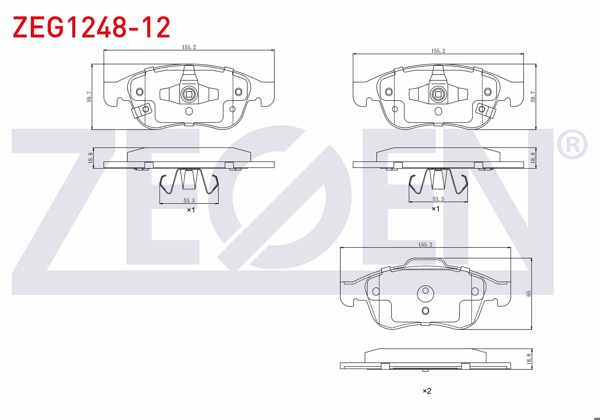 ZEGEN ZEG1248-12 | Fren Balata Ön Ikazlı Fiat 500X 1.3 Mjt-1.4-1.6 Mjt 2014-/ Jeep Renegade (Bu) 1.4-1.6 Crd-2.0 Crd 2014 -