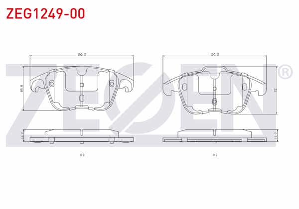 ZEGEN ZEG1249-00 | Fren Balata Ön C4 1.6 09-/ C4 Picasso 1.6 HDI 06-13 / 208 II 1.2 Puretech 1.5 HDI 19-/ 2008 II 1.2 Puretech 1.5 HDI 19-/ Ds 3 Crossback 1.2 1.5 HDI 19-/ Ds5 1.6 E-HDI-1.6 Thp-2.0 HDI 11 -