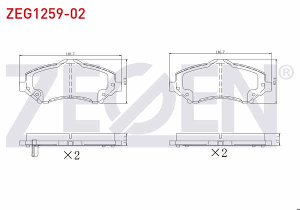 ZEGEN ZEG1259-02 | Fren Balata Ön Ikazlı Fiat Freemont (Jf) 2.0 Mjt 170 Hp 2011-/ Jeep Wrangler III (Jk) 3.8İ V6 2007-/ Chrysler G.Voyager 3.3İ 2008-/ Dodge Nitro 2.8 Crd 4X4 2007 -