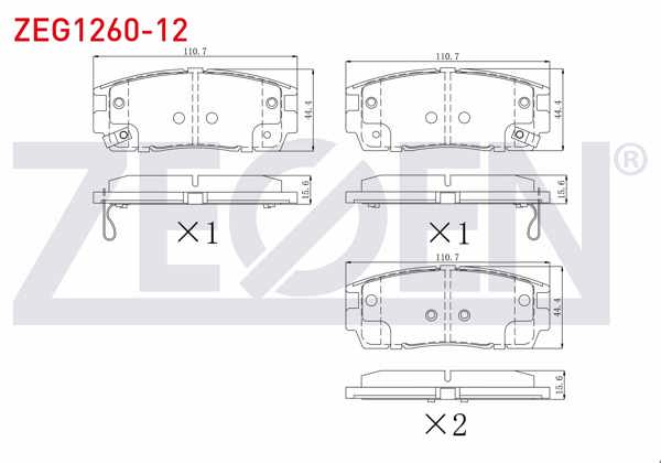 ZEGEN ZEG1260-12 | Fren Balata Arka Ikazlı Chevrolet Captiva (C100) 2.0 D 2006-2012 / Captiva (C140) 2.0 D 2012-2014 / Opel Antara 2.0 CDTI A-T 2007 -