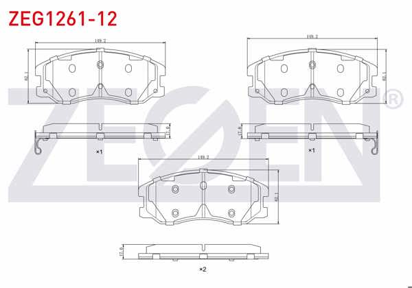 ZEGEN ZEG1261-12 | Fren Balata Ön Ikazlı Chevrolet Captiva (C100) 2.0 D 2006-2012 / Captiva (C140) 2.0 D 2012-2014 / Opel Antara 2.0 CDTI A-T 2007 -