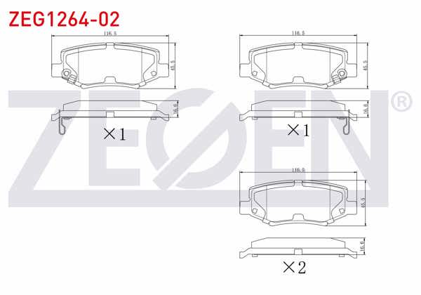 ZEGEN ZEG1264-02 | Fren Balata Arka Ikazlı Fiat Freemont (Jf) 2.0 Mjt 170 Hp 2011-/ Jeep Wrangler III (Jk) 3.8İ V6 2007-/ Chrysler G.Voyager 3.3İ 2008-/ Dodge Nitro 2.8 Crd 4X4 2007 -