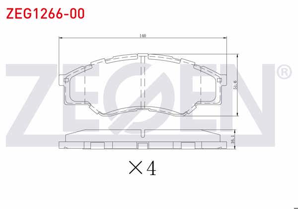 ZEGEN ZEG1266-00 | Fren Balata Ön Toyota Hı-Lux Pick Up 2.5 D 2005-2011 / Hı-Lux Pick Up 2.5 D-4D 2005-2011 / Hı-Lux Pick Up 3.0 D-4D 2005-2011