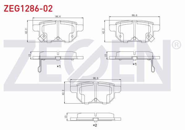 ZEGEN ZEG1286-02 | Fren Balata Arka Toyota Corolla (E15_) 1.6 Vvt-I 2007-2012 / Auris (Zre15) 1.6 Vvt-I 2007-2012 / Yaris (P9) 1.0 Vvt-I 2006-2010