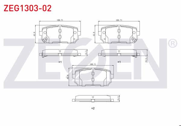 ZEGEN ZEG1303-02 | Fren Balata Arka Ikazlı Kia Carens III 2.0 CRDI 2006-/ Sportage 1.6 GDI 4X2 17 Jant 2010-/ Hyundai Ix35 (Lm) 1.6 GDI 4X2 17 Jant 2010 -