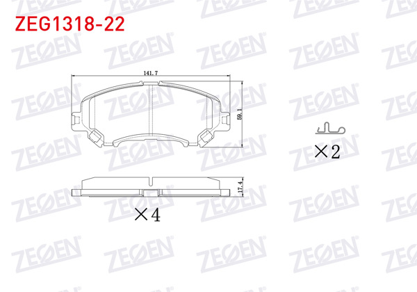 ZEGEN ZEG1318-22 | Fren Balata Ön Nissan Qashqai 2014-/ X-Traıl 2013-/ Renault Kadjar 2015-/ Megane IV 2016-/ Talisman 2015 -