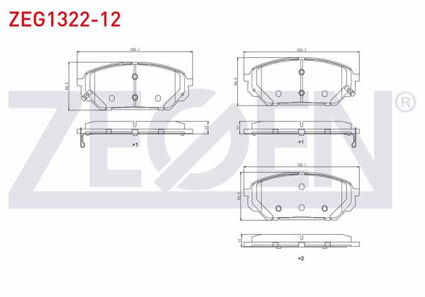 ZEGEN ZEG1322-12 | Fren Balata Ön Ikazlı Hyundai Ix55 3.0 CRDI 2010 -