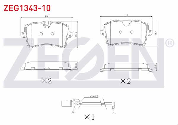 ZEGEN ZEG1343-10 | Fren Balata Arka Fişli Audi A6 (4G2,C7) 2.0 TFSI 2010-/ 3.0 TDI 2010-/ 2.0 TDI 2010-/ A7 (4Ga) 2.8 FSI 2010-/ 3.0 TDI 2010-/ A8 (4H_) 3.0 TFSI 2009-/ 3.0 TDI 2009-/ Porsche Macan (95B) 2.0 2014 -