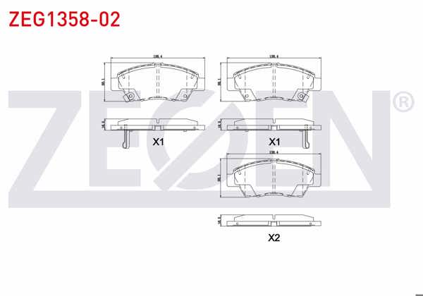 ZEGEN ZEG1358-02 | Fren Balata Ön Ikazlı Tel Delikli Honda Jazz III (Ge) 1.4İ 2008-2012 / Jazz IV (Gk) 1.3 2016 -