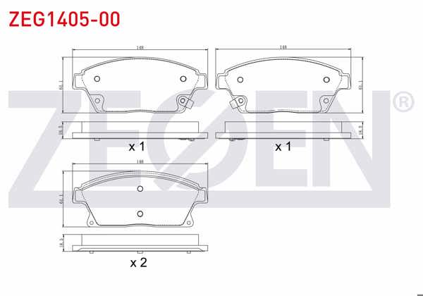 ZEGEN ZEG1405-00 | Fren Balata Ön Ikazlı Opel Astra J 1.6İ 16 Jant 2009-2016 / Mokka 1.4 2012-/ Zafira C 1.6 2011-/ Chevrolet Trax 1.6 2012-2014 / Cruze 1.6 2009-2014 /