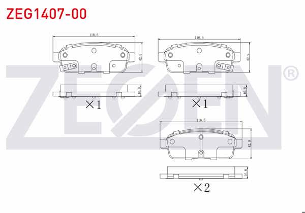 ZEGEN ZEG1407-00 | Fren Balata Arka Ikazlı Opel Astra J 1.6İ 16 Jant 2009-2016 / 1.3 CDTI 16 2009-2016 / Mokka 1.6 2012-/ Zafira C 1.6 2011-/ Chevrolet Cruze 1.6 2011-2014 / Trax 1.6 2012-2014