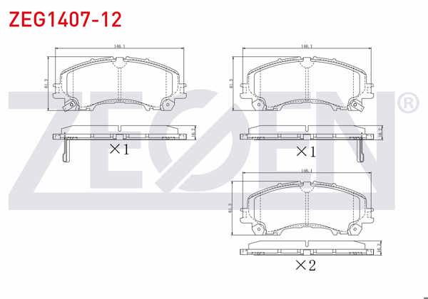 ZEGEN ZEG1407-12 | Fren Balata Ön Ikazlı Nissan X-Traıl (T32) 1.6 DCI 2013-/ X-Traıl (T32) 1.6 DCI 4X4 2013-/ X-Traıl (T32) 1.6 Dıg-T 2013-/ Infiniti Q50 2.2 D 2013 -