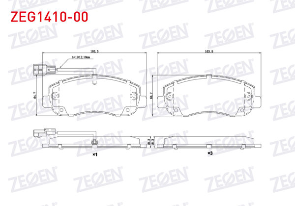 ZEGEN ZEG1410-00 | Fren Balata Ön Fişli Renault Master III (Fv) 2.3 DCI 2010-/ Master III (Fv) 2.5 DCI 2010-/ Opel Movano B 2.3 DCI 2010 -