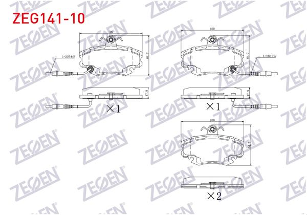 ZEGEN ZEG141-10 | Fren Balata Ön Fişli Renault Clio Symbol 1.5 DCI 1998-2005 / 1.2 1998-2005 / Clio II 1.2 1998-2005 / Thalia (Lb0 / 1 / 2) 1.5 DCI 1998-2008 / Dacia Logan 1.5 DCI 2004-2012 / Sandero 1.4İ 2008-2013