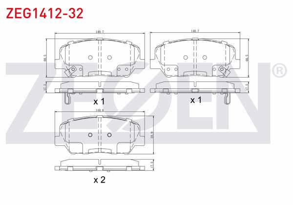 ZEGEN ZEG1412-32 | Fren Balata Ön Ikazlı Hyundai i30 (Gd) 1.6 GDI 2011-2017 / i30 (Gd) 1.6 CRDI 2011-2017 / Kia Ceed 1.6 CRDI 2012 -