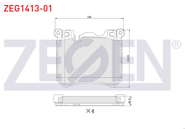 ZEGEN ZEG1413-01 | Fren Balata Ön Ikazlı BMW X5 (F15,F85) 2.5 D 2014-/ 4.0 D 2014-/ X6 (F16,F86) 4.0 D 2014 -