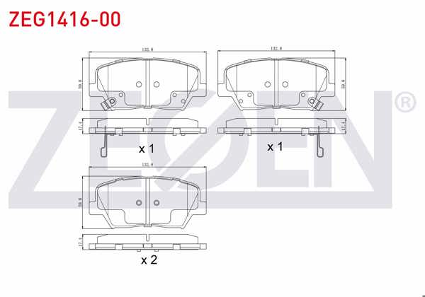 ZEGEN ZEG1416-00 | Fren Balata Ön Ikazlı Hyundai Elantra 1.6 D-Cvvt 2011-2015 / Kia Cerato 1.6 CRDI 2016-/ Kia Cerato 1.6 Mpı 2016 -