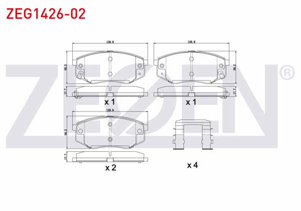 ZEGEN ZEG1426-02 | Fren Balata Ön Ikazlı Hyundai Ix35 (Lm) 2.0 CRDI 4X4 18 Jant 2010 -