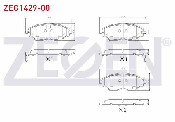 ZEGEN ZEG1429-00 | Fren Balata Ön Ikazlı Chevrolet Aveo (T300) 1.2 16V 2011-2014 / Aveo (T300) 1.4 16V 2011-2014