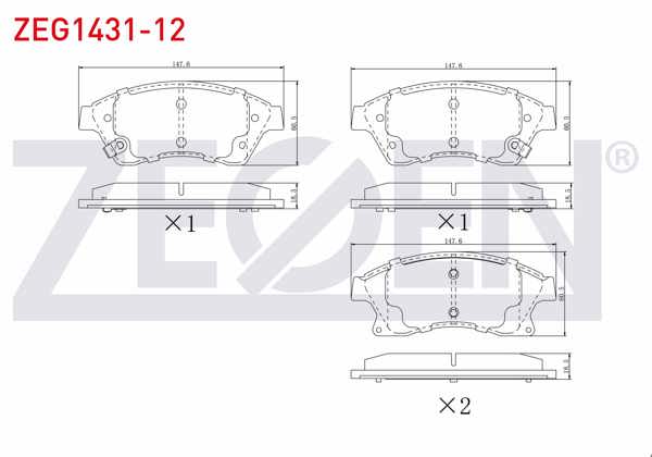ZEGEN ZEG1431-12 | Fren Balata Ön Ikazlı Opel Astra J 1.3 CDTI 15 Jant 19.00mm 2009-2016 / 1.4İ 2009-2016 / 1.6İ 2009-2016 / Chevrolet Cruze (J300) 1.6 2009-2014 / Cruze (J305) 1.6 2011-2014 / Aveo (T300) 1.2 16V 2011-2014