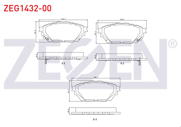 ZEGEN ZEG1432-00 | Fren Balata Ikazlı On (8 Adet) Mitsubishi Canter Euro 5 2005-2012-/ Prestıj Deluxe 3.0 D 2005-2011