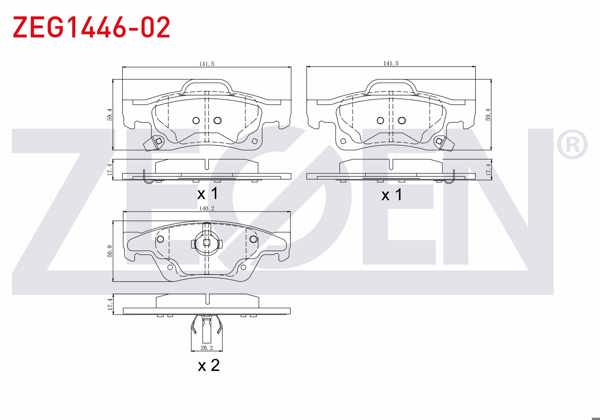 ZEGEN ZEG1446-02 | Fren Balata Arka Ikazlı Jeep Grand Cherokee IV (Wk,Wk2) 3.0 Crd 4X4 2010-/ Grand Cherokee IV (Wk,Wk2) 3.6 V6 4X4 2010 -