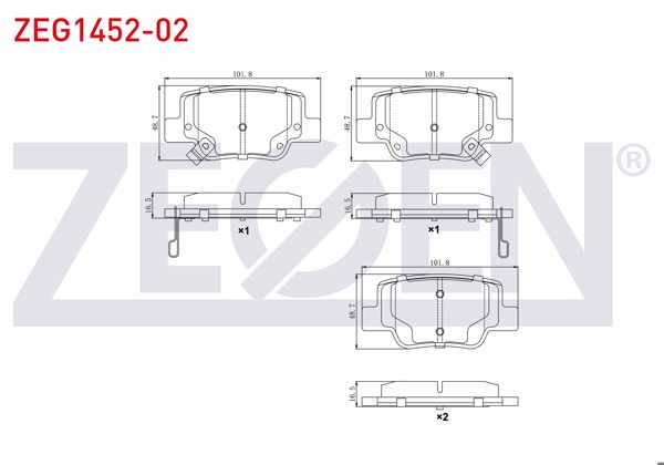ZEGEN ZEG1452-02 | Fren Balata Arka Ikazlı Toyota Verso (_Aur2_, _Zgr2_) 1.6 2009-/ Verso (_Aur2_, _Zgr2_) 1.8 2009 -