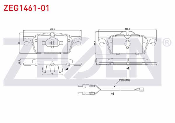 ZEGEN ZEG1461-01 | Fren Balata Ön Fişli Peugeot 508 1.6 HDI 2010-/ 508 1.6 E-HDI 2010-/ 508 Sw 1.6 HDI 2010-/ 508 Sw 1.6 E-HDI 2010 -