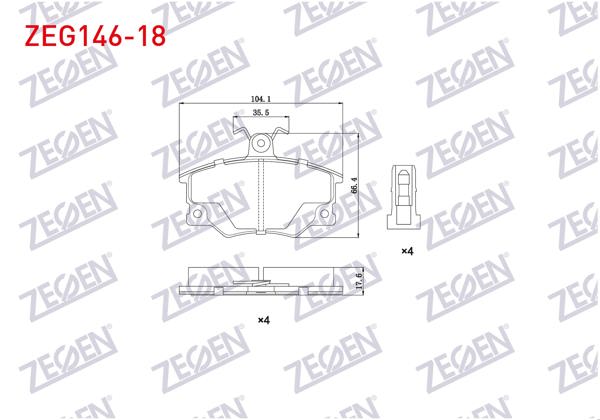 ZEGEN ZEG146-18 | Fren Balata Ön Fiat Tempra 1.4 1992-1999 / 2.0İ 1992-1999 / Tipo 1.4İ 1990-2000 / 1.6İ 1990-2000 / Fiat Uno 70 1.4İ 1994-2000 / Alfa Romeo 145 (930) 1.6 1994-2001 / 146 (930) 2.0 Tı 1994-2001