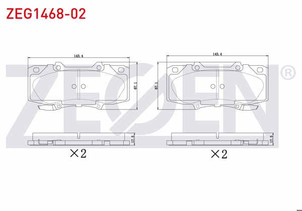 ZEGEN ZEG1468-02 | Fren Balata Ön Ikazlı Toyota Hı-Lux Pick Up (Tgn1_, Ggn2_, Ggn1_, Kun2_, Kun1_) 2.5 D-4D 4X4 2005-2011