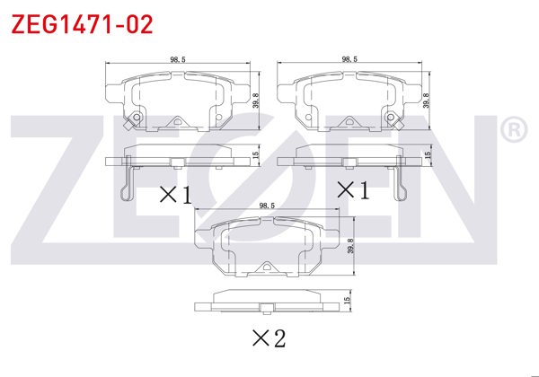 ZEGEN ZEG1471-02 | Fren Balata Ikazlı Arka Suzuki Vitara (Ly) 1.4İ-1.6İ 2015-/ Swift IV 1.2-1.3 Ddıs 2010-/ Sx4 S-Cross 1.6 Ddıs 2013 -