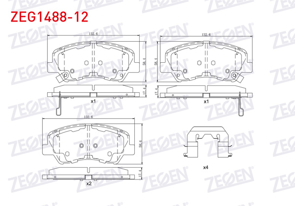 ZEGEN ZEG1488-12 | Fren Balata Ön Ikazlı Tel Delikli Hyundai Accent Blue 1.4 Cvvt 2012-/ 1.6 CRDI 2012-/ Bayon (Bc3) 1.4 Mpı 2021-/ Kia Rio III 1.4 CRDI 2011-2014 / Rio III 1.4 Cvvt 2011-2014 / Rio III 1.25 Cvvt 2011-2014