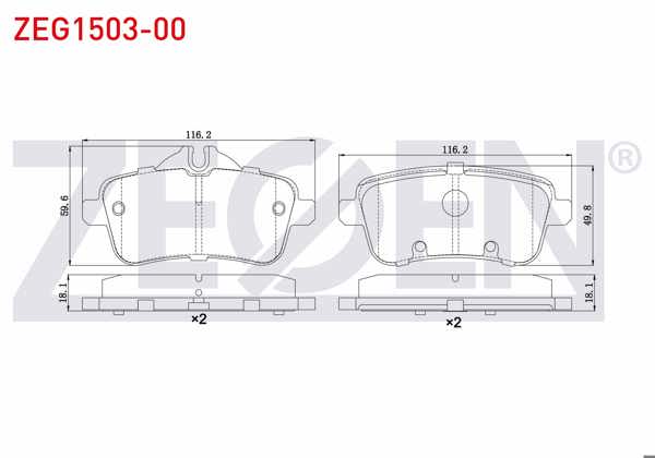 ZEGEN ZEG1503-00 | Fren Balata Arka Mercedes M Serisi (W166) Ml 250 CDI 2011-/ M Serisi (W166) Ml 350 2011 -