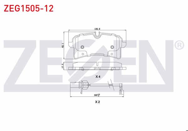 ZEGEN ZEG1505-12 | Fren Balata Arka Fişli Audi A8 (4H_) 3.0 TDI 2009-/ 3.0 TFSI 2009-/ 4.2 TDI 2009-/ 2.0 TFSI 2009-/ 4.0 TFSI 2009-/ 4.2 FSI 2009 -