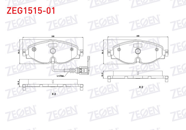 ZEGEN ZEG1515-01 | Fren Balata Ön Fişli Golf VII (5G1) 1.2 TSI 2012-/ 1.4 TSI 2012-/ 1.6 TDI 2012-/ Passat 1.6 TDI 2014-/ Tiguan 1.6 TDI 2016-/ Audi A3 1.4 TFSI 2012-/ Skoda Superb 1.4 TSI 2015-/ Seat Leon 1.4 TSI 2012 -