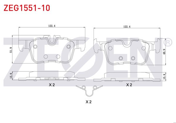 ZEGEN ZEG1551-10 | Fren Balata Arka Volvo S90 II 2.0 D5 2016-/ S90 II 2.0 D4 2016-/ S60 III 2019 -