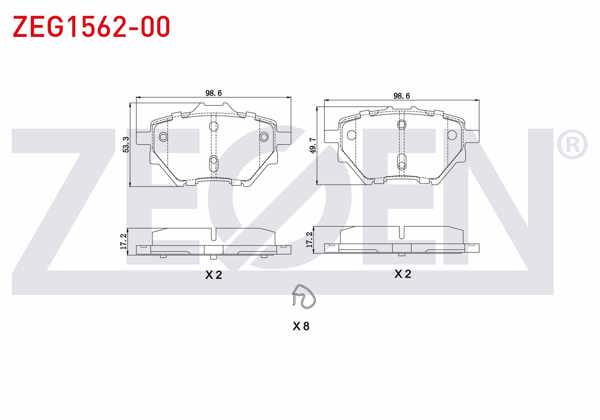 ZEGEN ZEG1562-00 | Fren Balata Arka Toyota Proace City 19-/ P208 II 19-/ 308 II 13-/ 508 II 18-/ 3008 Suv 16-/ Partner 18-/ Rifter 18-/ Opel Combo 18-/ Grandland X 17-/ Corsa F 19-/ Mokka 20-/ Berlingo 16-/ C4 13-/ Doblo 22-/ C4 X