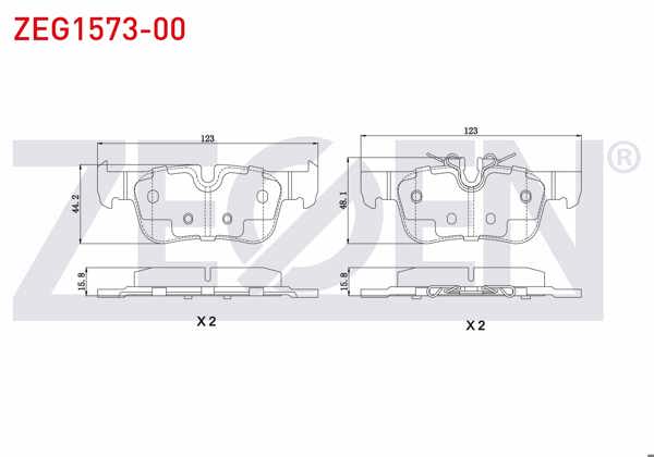 ZEGEN ZEG1573-00 | Fren Balata Arka BMW 2 Serisi (F45) 218 İ 2014-/ 220 İ 2014-/ 216 D 2014-/ İ3 (I01) Hybrıd 2014-/ X1 (F48) 2.0 D 2014-/ X1 (F48) 2.0İ 2014-/ Mini Cooper Clubman (F54) 1.5İ 2014 -