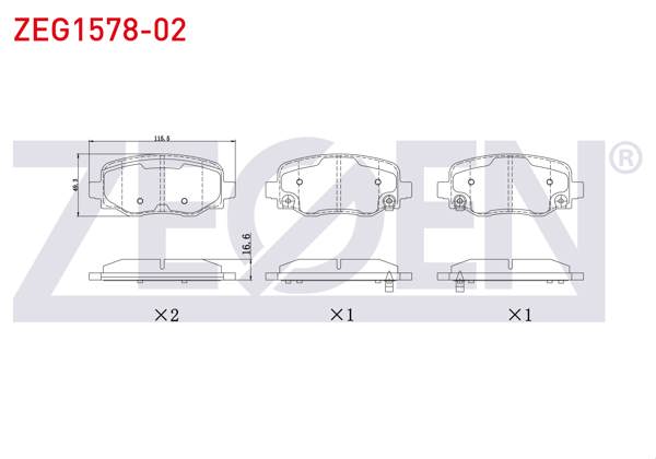 ZEGEN ZEG1578-02 | Fren Balata Arka Ikazlı Fiat 500X 2014-/ Jeep Renegade 2014-/ Cherokee (Kl) 2014-/ Alfa Romeo Tonale 2022 -