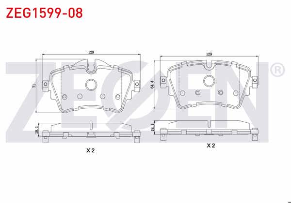 ZEGEN ZEG1599-08 | Fren Balata Ön BMW 2 Serisi (F45) 218 İ 2014-/ Mini Cooper S (F56) 2.0 2013-/ Mini Countryman (F60) 1.5 2016 -